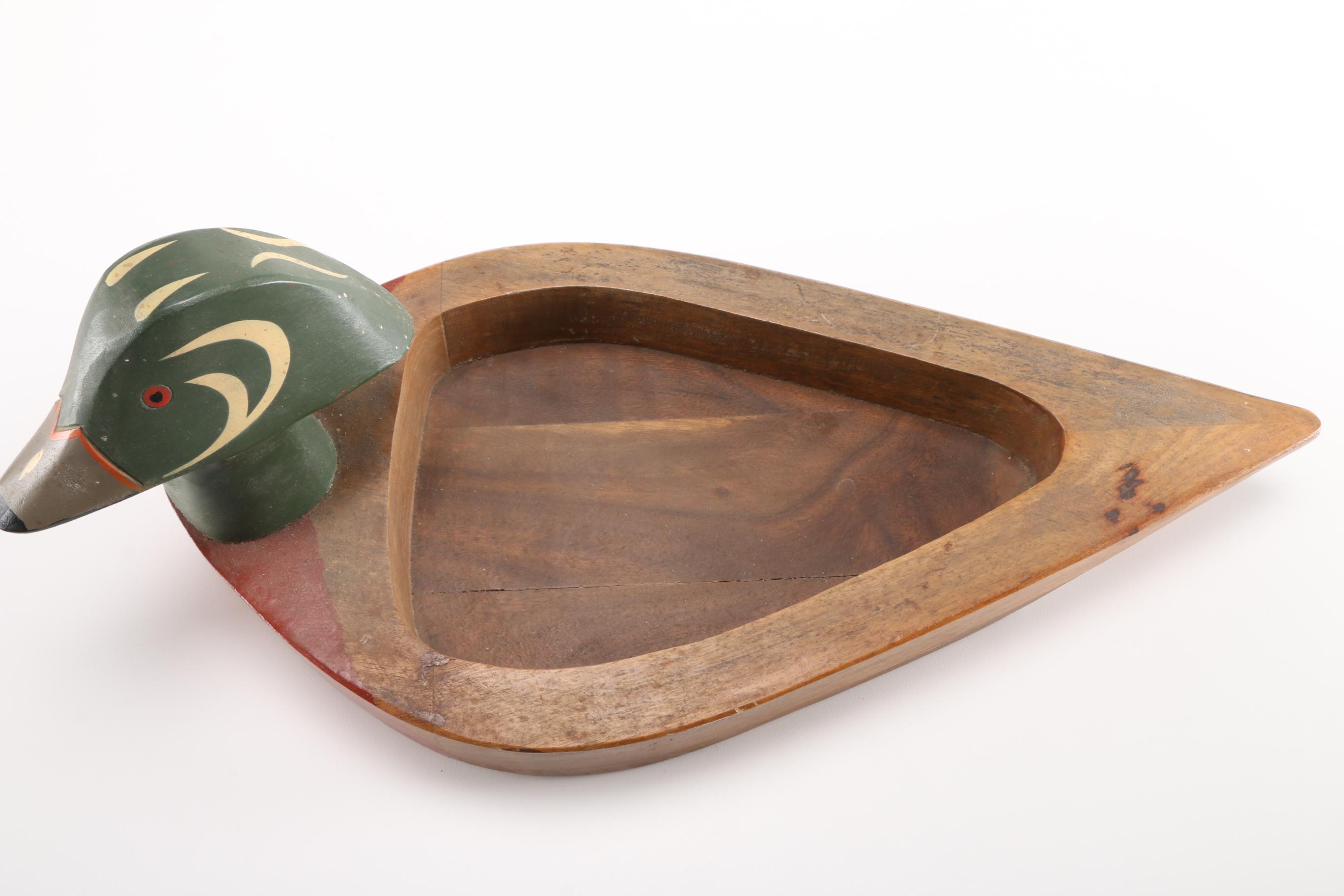 Hand Painted Wooden Duck Tray