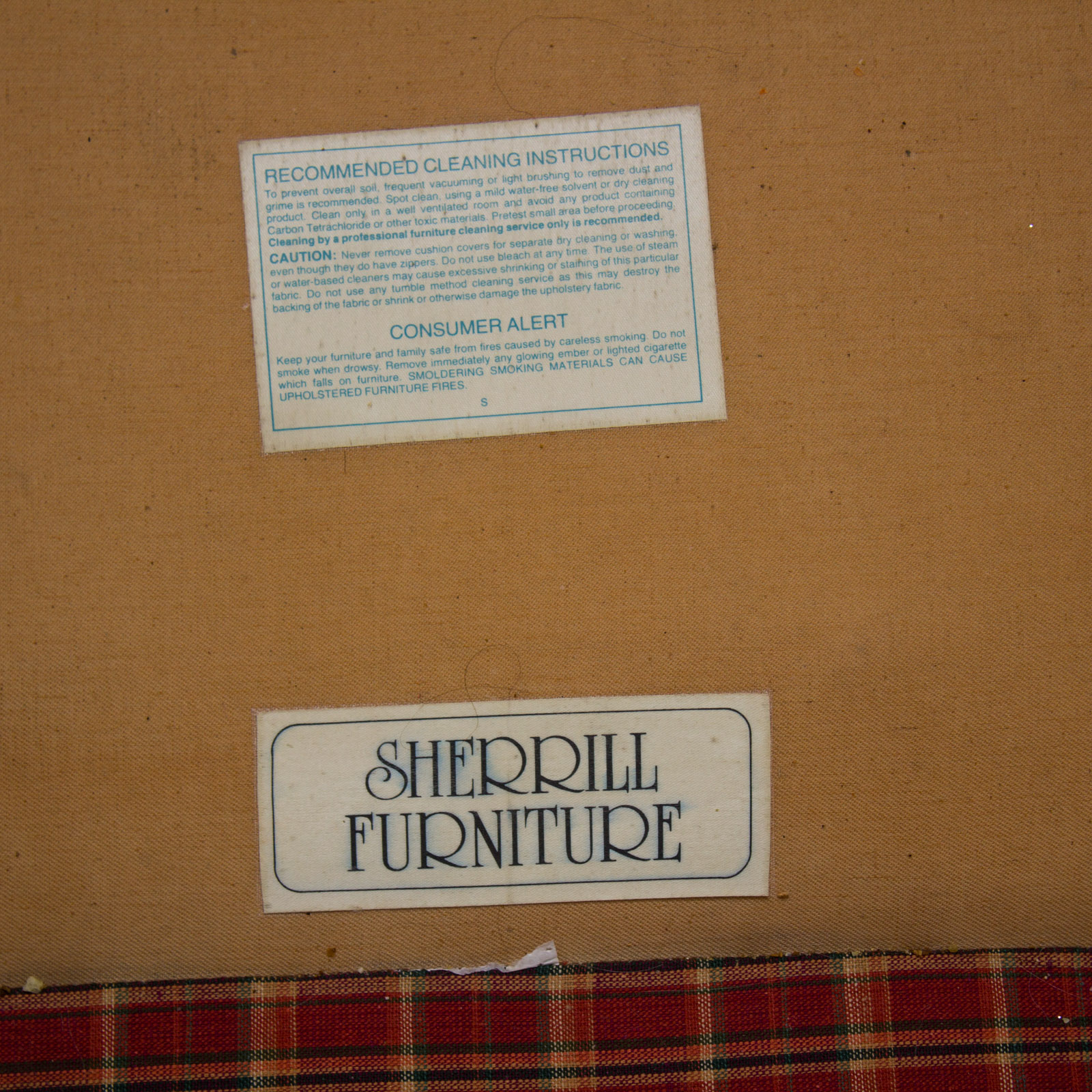 Sherrill Furniture Upholstered Plaid Sofa
