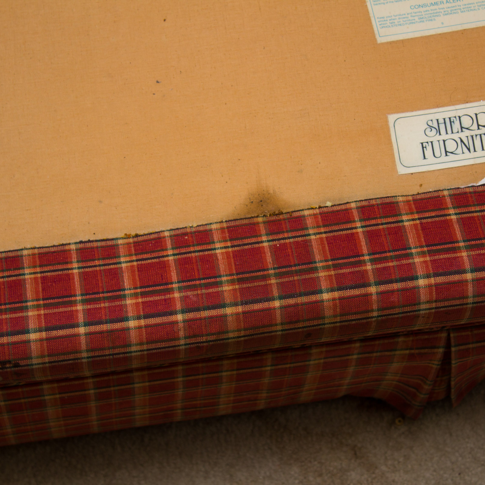 Sherrill Furniture Upholstered Plaid Sofa