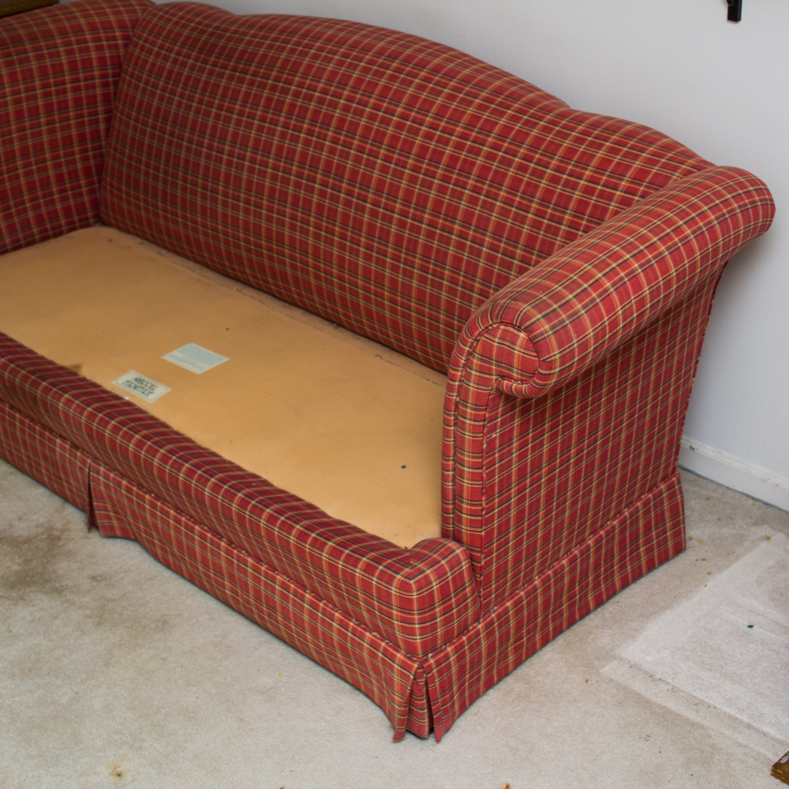 Sherrill Furniture Upholstered Plaid Sofa