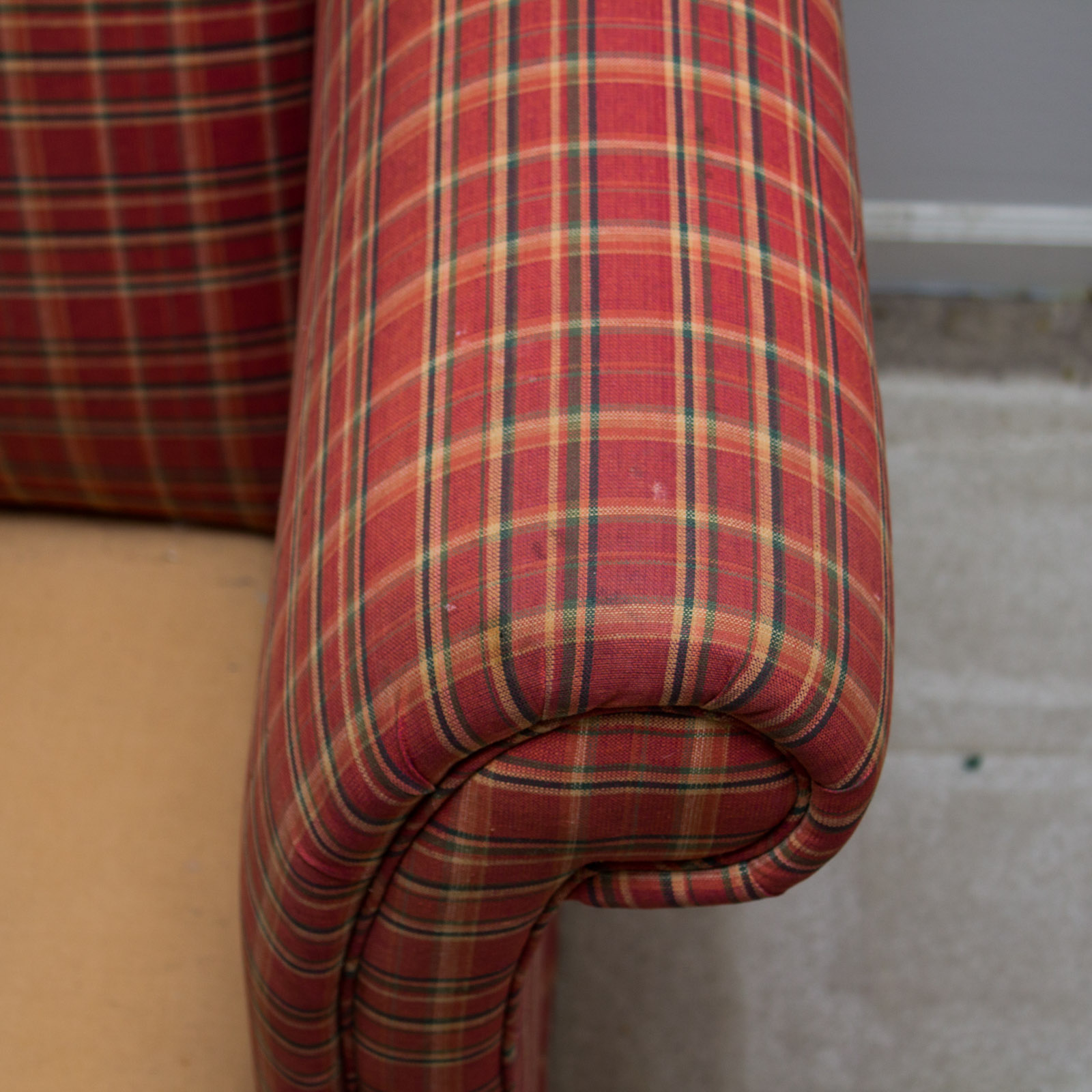 Sherrill Furniture Upholstered Plaid Sofa
