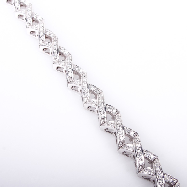 18K White Gold and 1.60 CTW Diamond "X" Link Tennis Bracelet