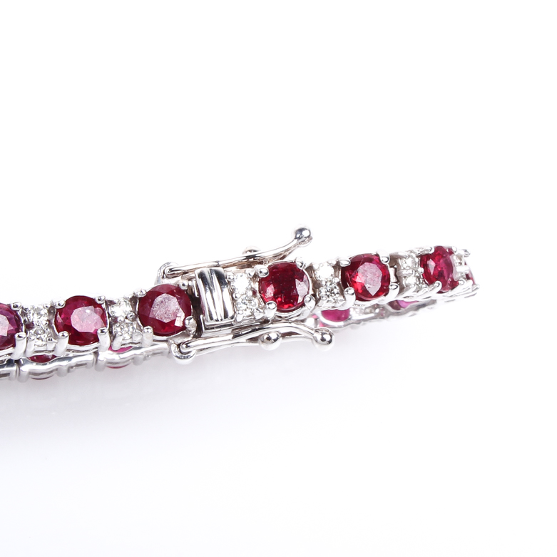 14K White Gold, Ruby, and Diamond Tennis Bracelet