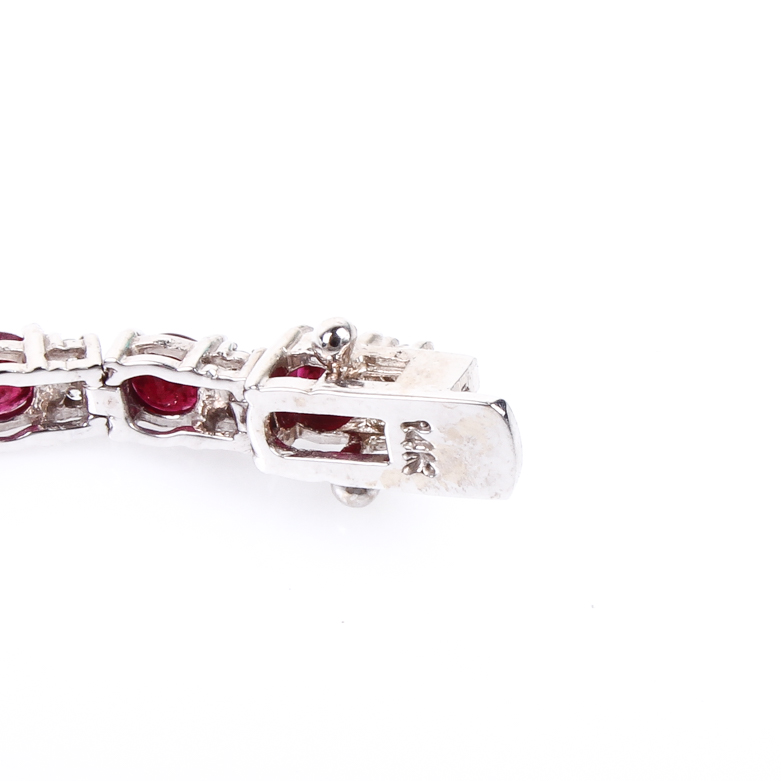 14K White Gold, Ruby, and Diamond Tennis Bracelet