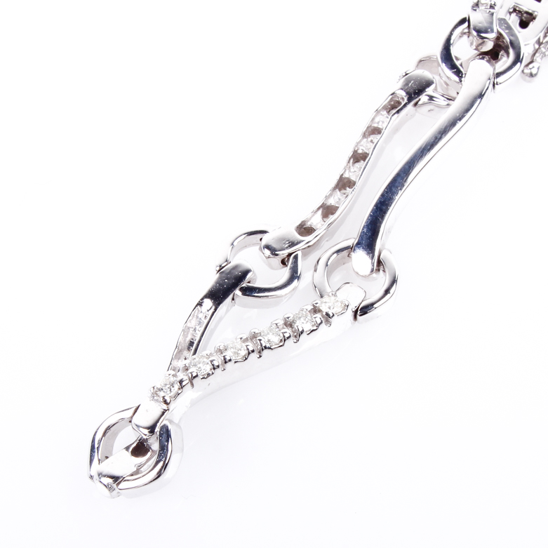 14K White Gold and Diamond Link Bracelet