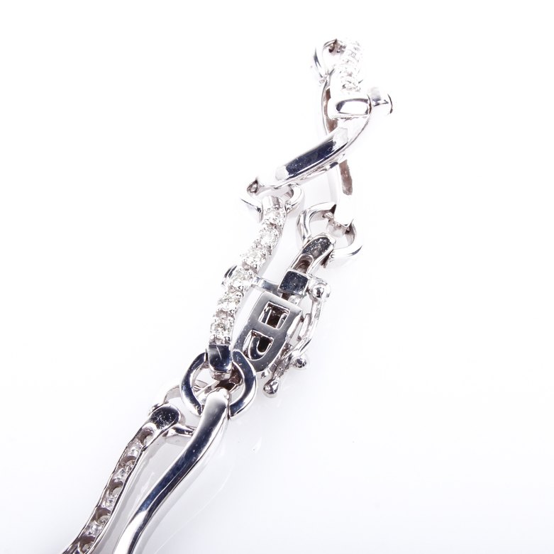 14K White Gold and Diamond Link Bracelet