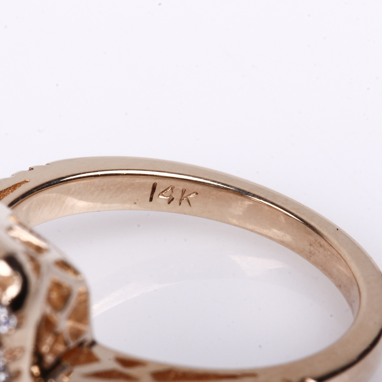 14K Yellow Gold, Aquamarine, and Diamond Cocktail Ring