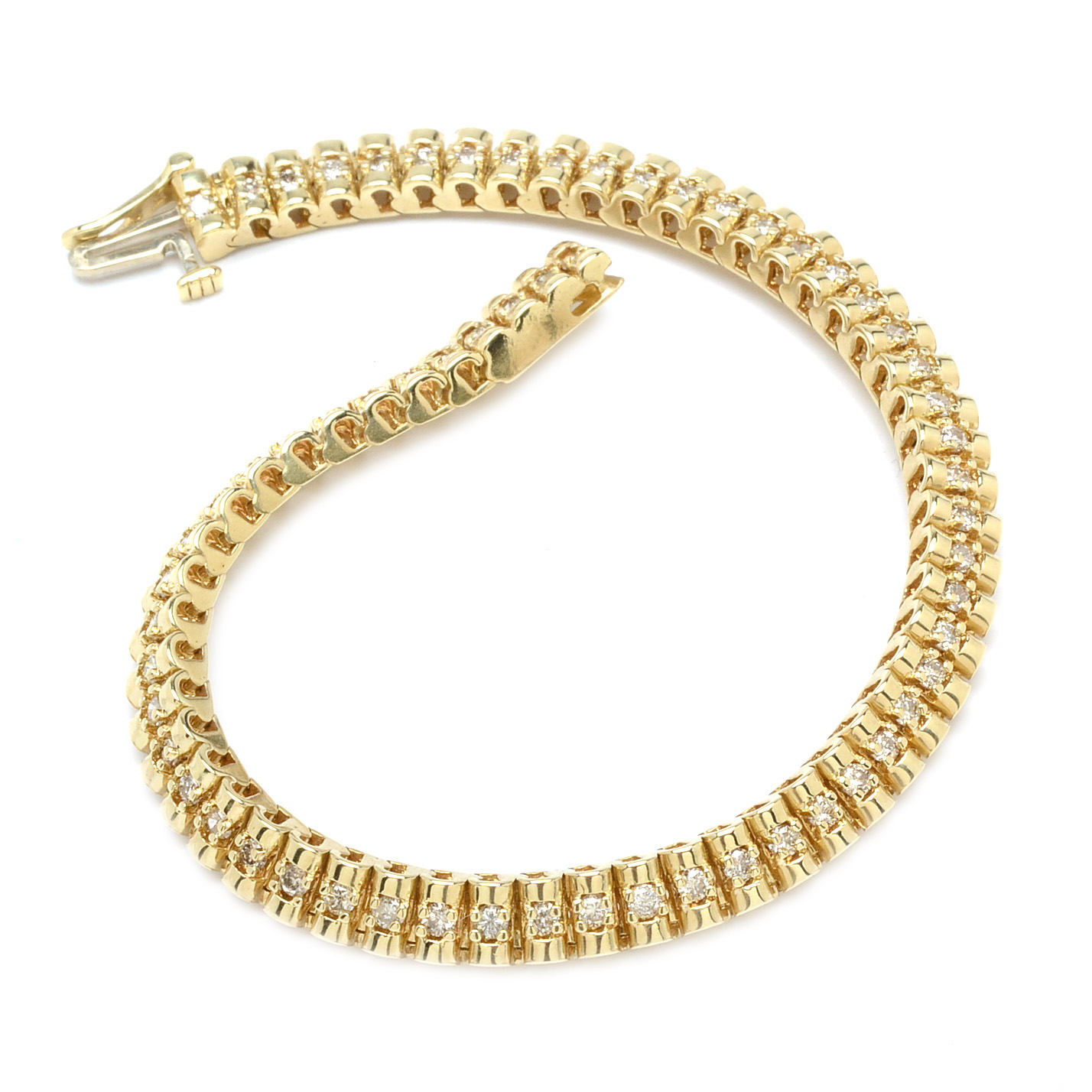 14K Yellow Gold Diamond Linked Bracelet