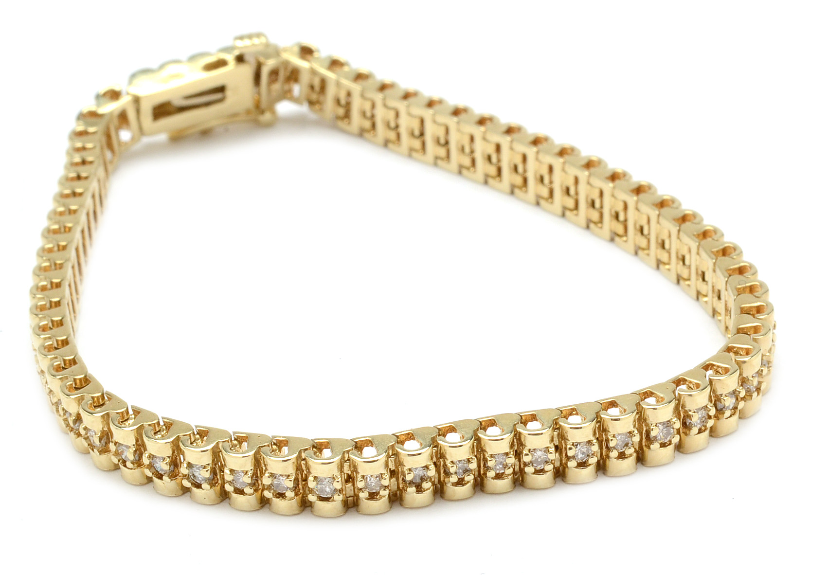 14K Yellow Gold Diamond Linked Bracelet