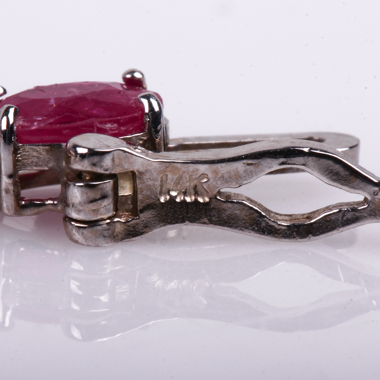 14K White Gold, Ruby, and Diamond Tennis Bracelet