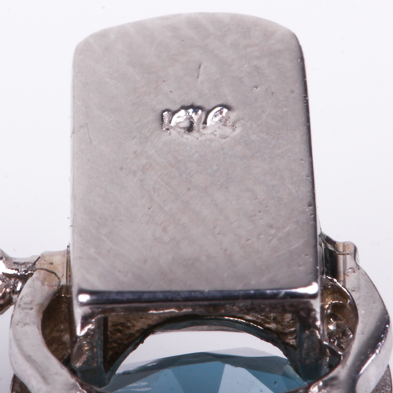 14K White Gold and Blue Topaz Tennis Bracelet