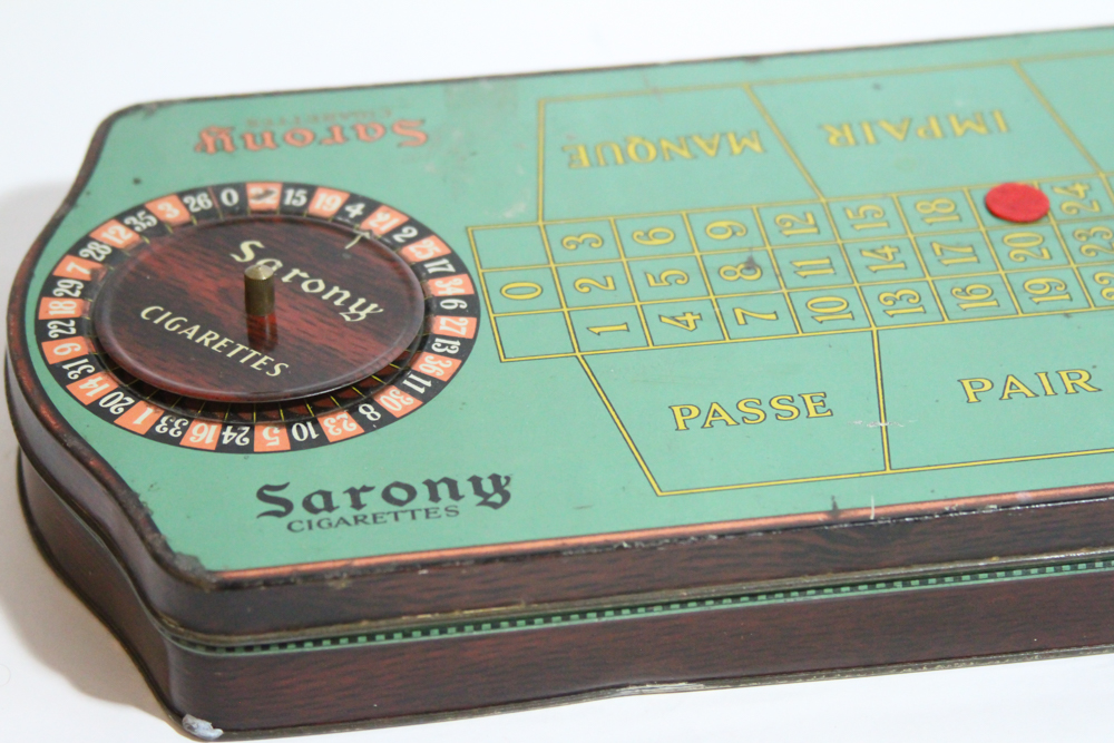 Circa 1930s Sarony Cigarettes Roulette Tin