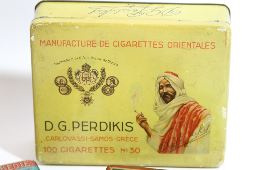 Vintage Cigarette Tins Featuring "Kosmos Marke Kairo" Case