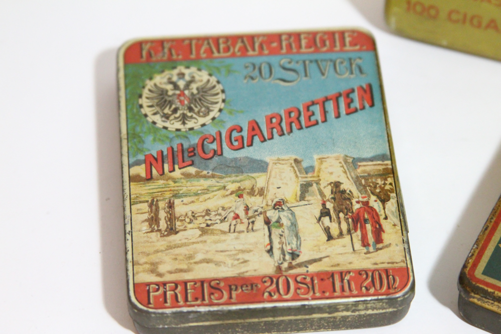 Vintage Cigarette Tins Featuring "Kosmos Marke Kairo" Case