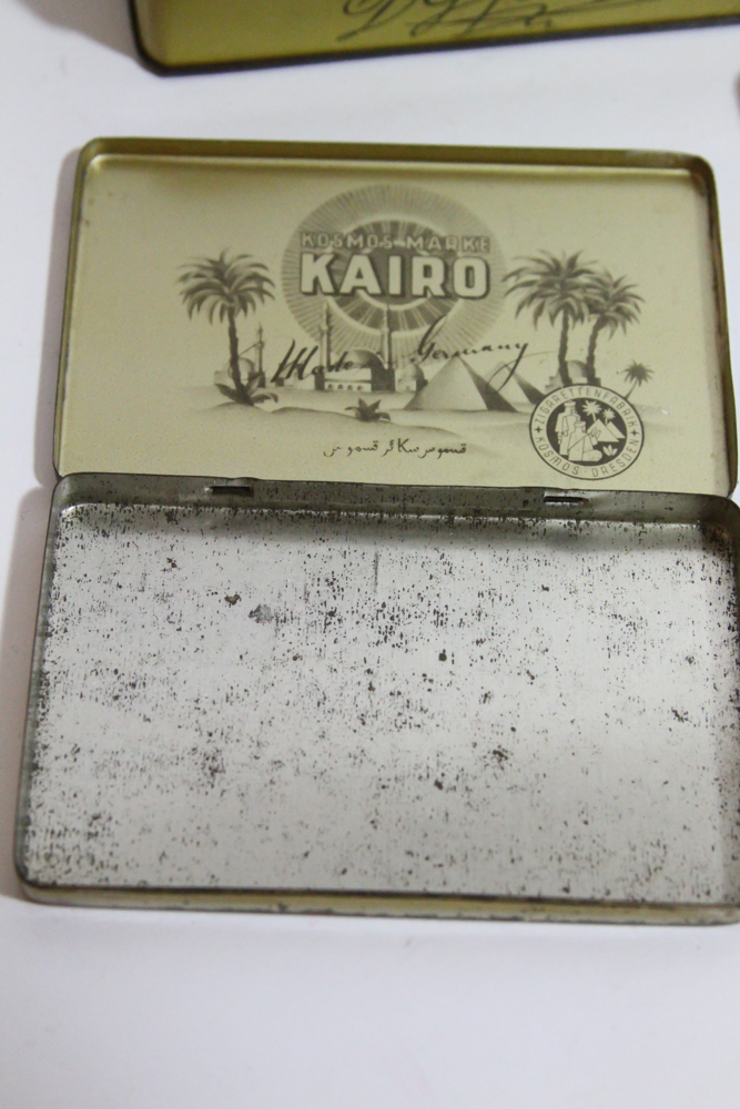 Vintage Cigarette Tins Featuring "Kosmos Marke Kairo" Case