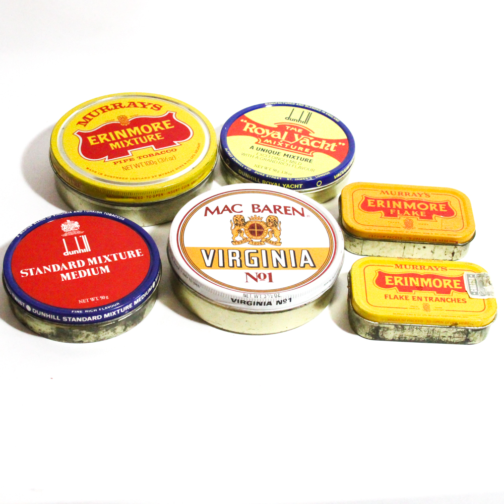 Collection of Six Vintage Tobacco Tins