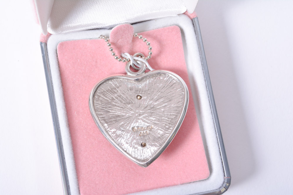 Sterling Silver Cinderella and Belle Disney Princess Pendants on Chain