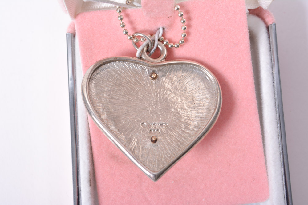 Sterling Silver Cinderella and Belle Disney Princess Pendants on Chain