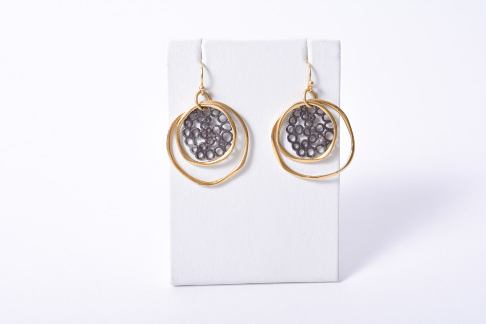 Gold Over Sterling Silver Bangle Bracelets and Hoop Drop Earrings