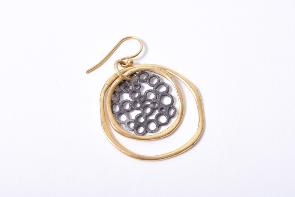 Gold Over Sterling Silver Bangle Bracelets and Hoop Drop Earrings