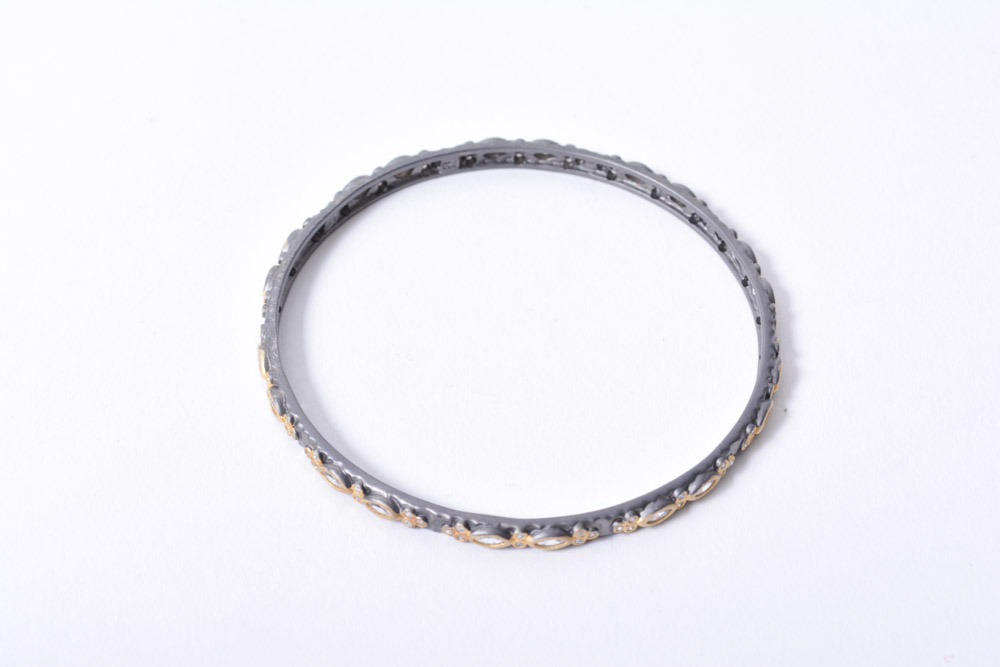 Gold Over Sterling Silver Bangle Bracelets and Hoop Drop Earrings