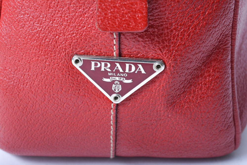 Prada Bowling Bag Handbag with Lock and Key