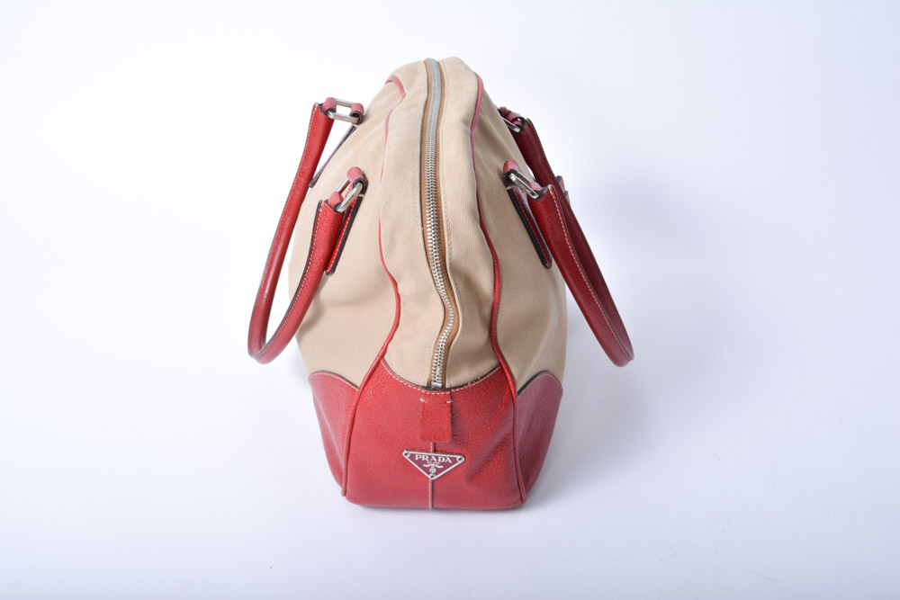 Prada Bowling Bag Handbag with Lock and Key