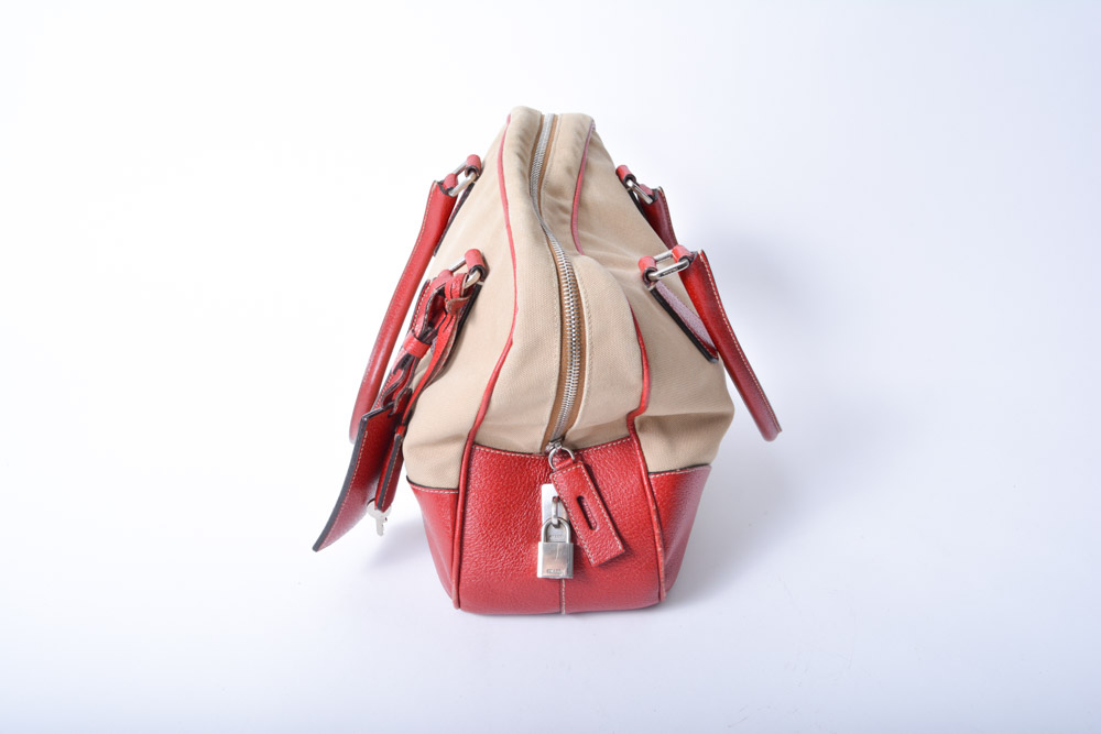 Prada Bowling Bag Handbag with Lock and Key