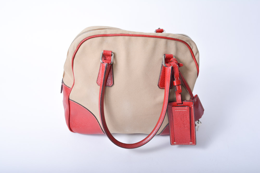 Prada Bowling Bag Handbag with Lock and Key