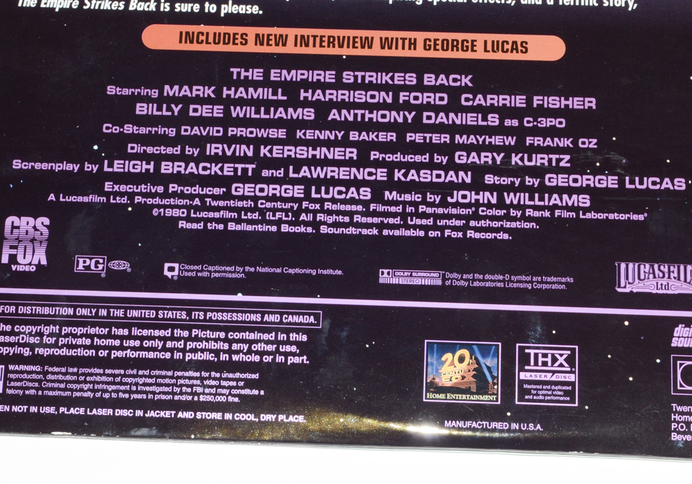 "Star Wars V: Empire Strikes Back" Widescreen Edition LaserDisc