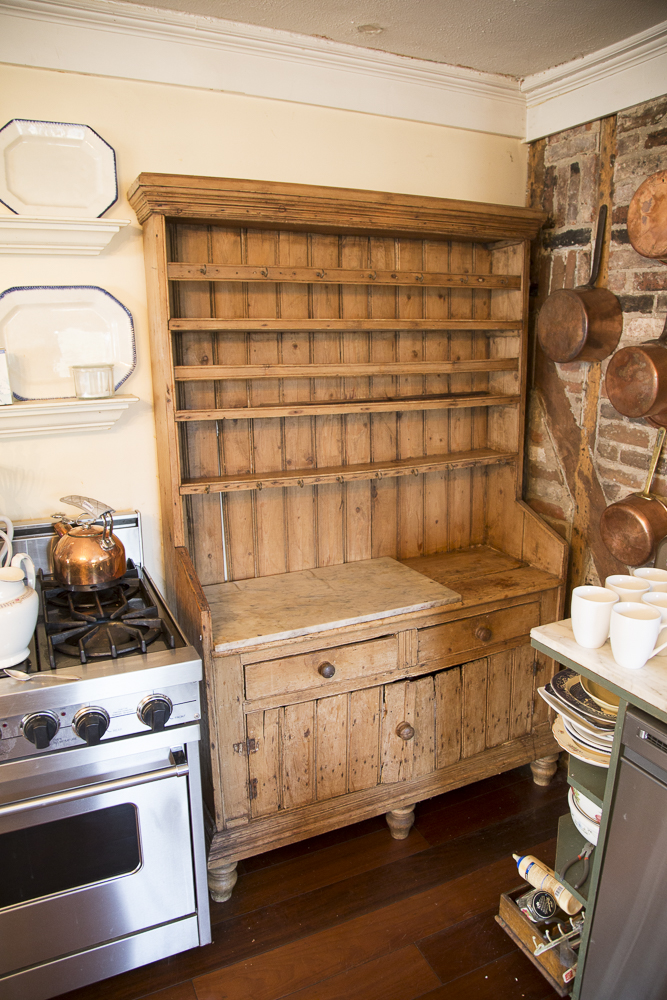 Antique Pine Welsh Dresser With Marble Top