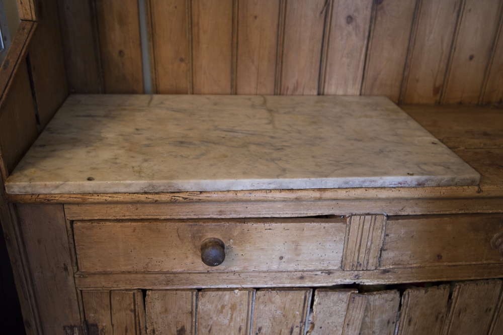Antique Pine Welsh Dresser With Marble Top