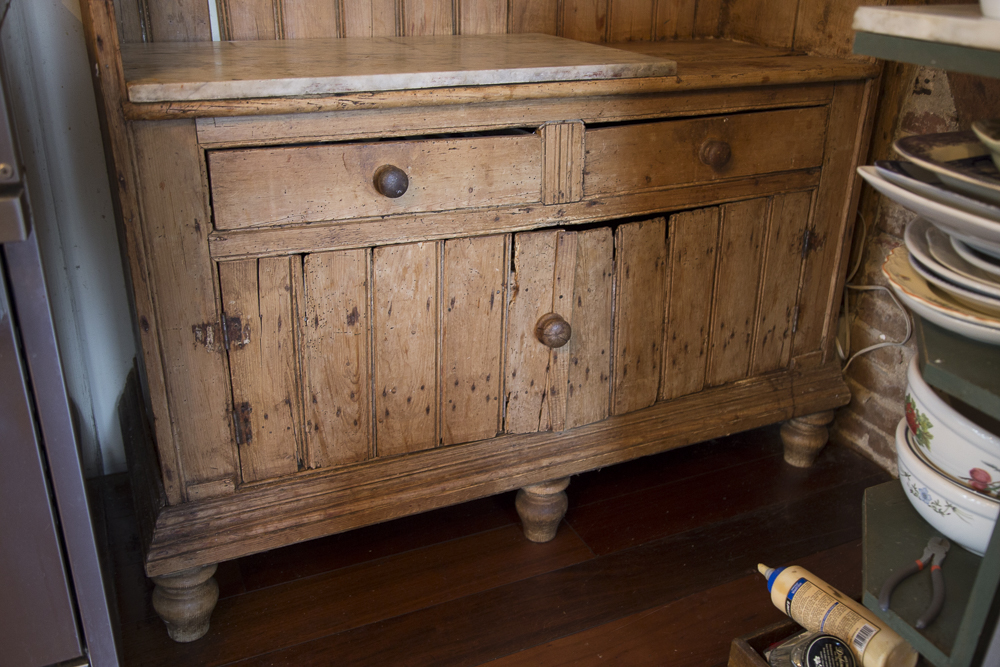 Antique Pine Welsh Dresser With Marble Top