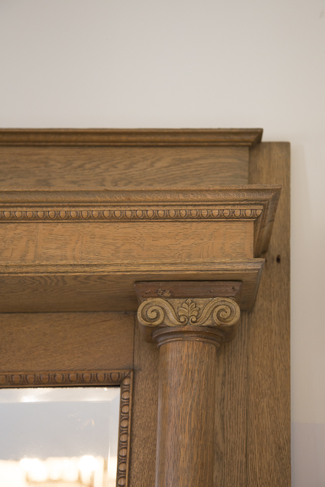 Federal Style Oak Framed Pier Mirror With Bench