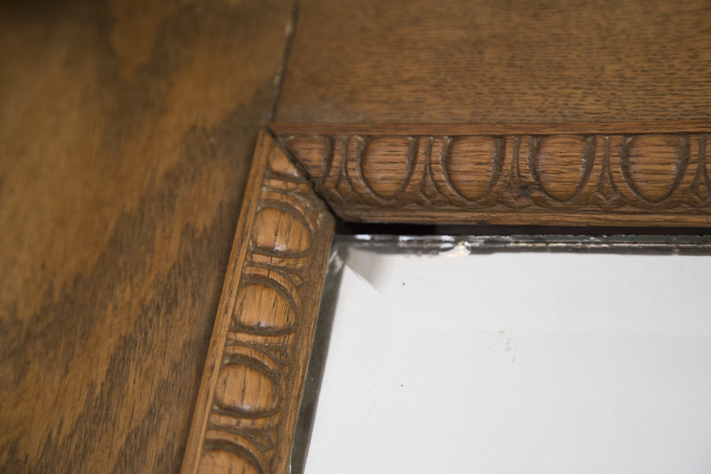 Federal Style Oak Framed Pier Mirror With Bench