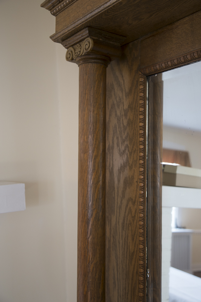 Federal Style Oak Framed Pier Mirror With Bench