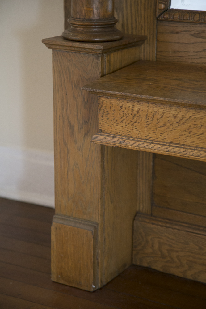 Federal Style Oak Framed Pier Mirror With Bench