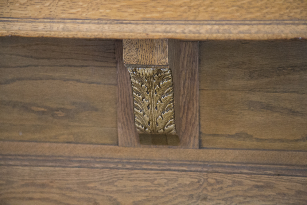 Federal Style Oak Framed Pier Mirror With Bench