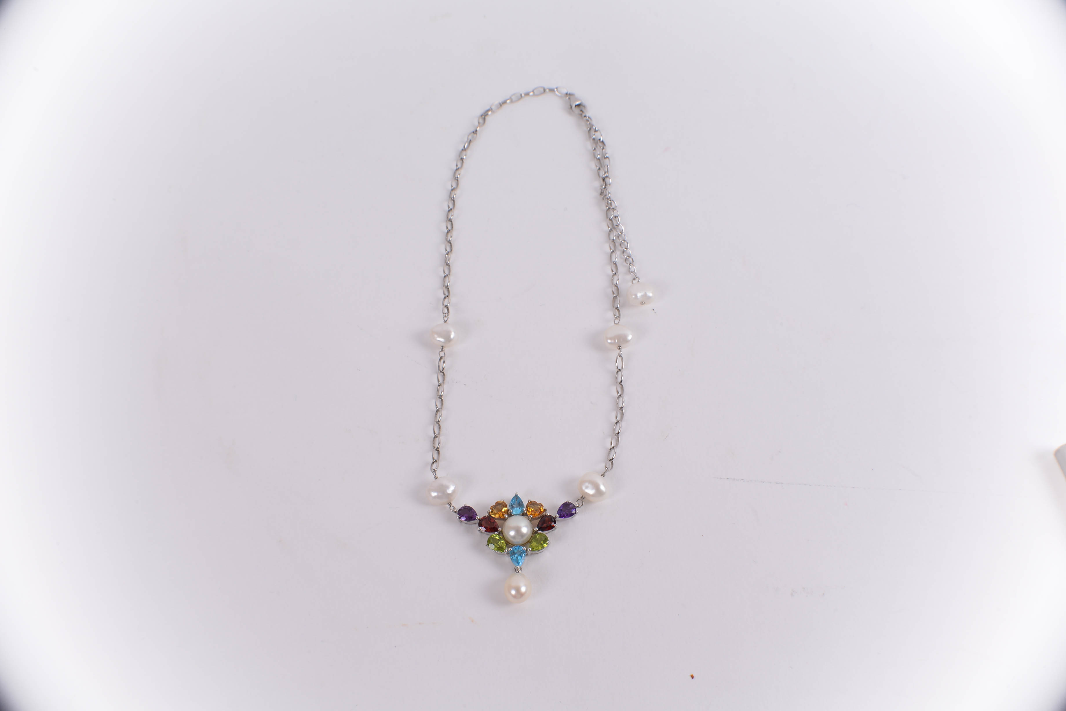Sterling Silver, Gemstones and Pearl Necklace by Ross Simons