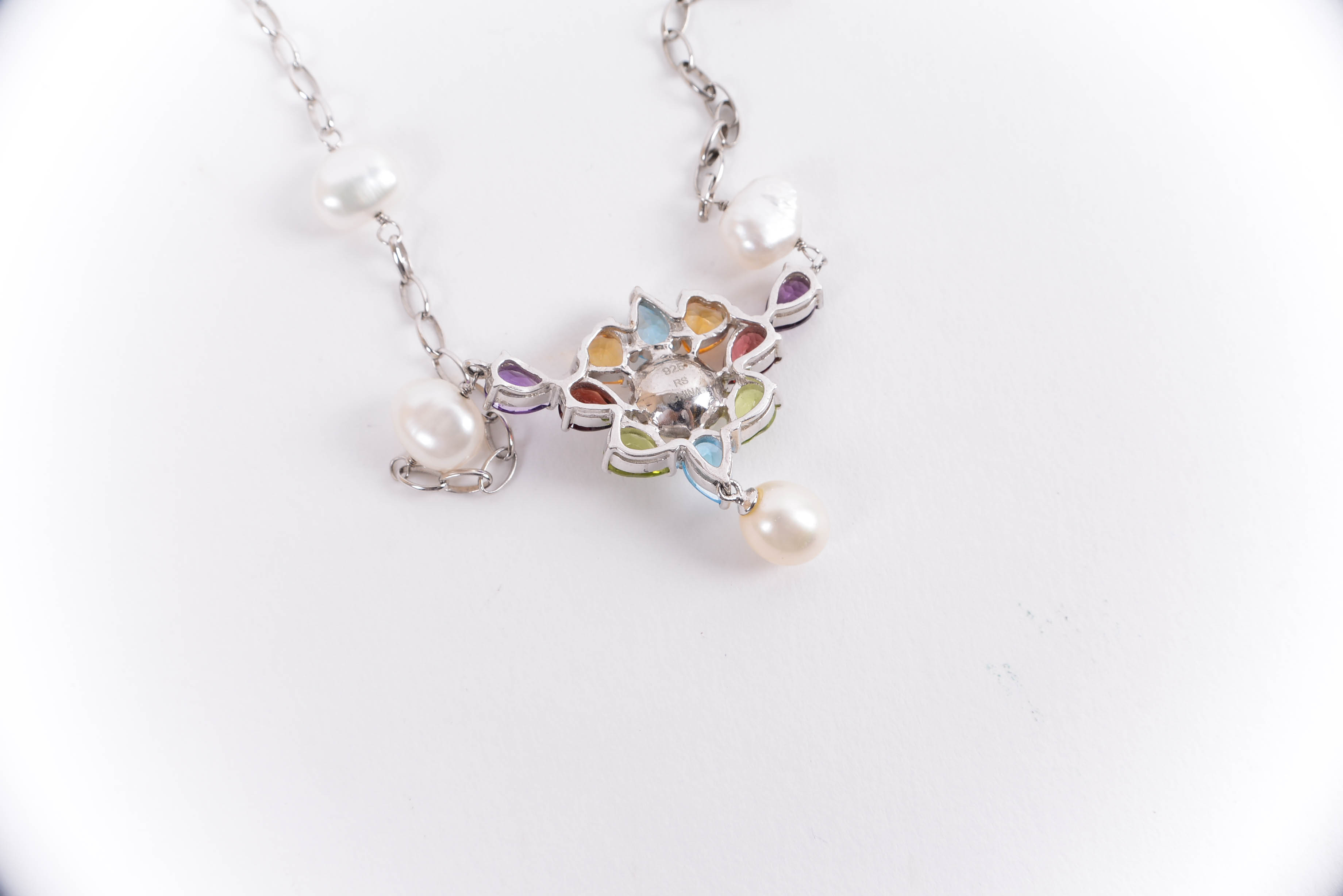 Sterling Silver, Gemstones and Pearl Necklace by Ross Simons