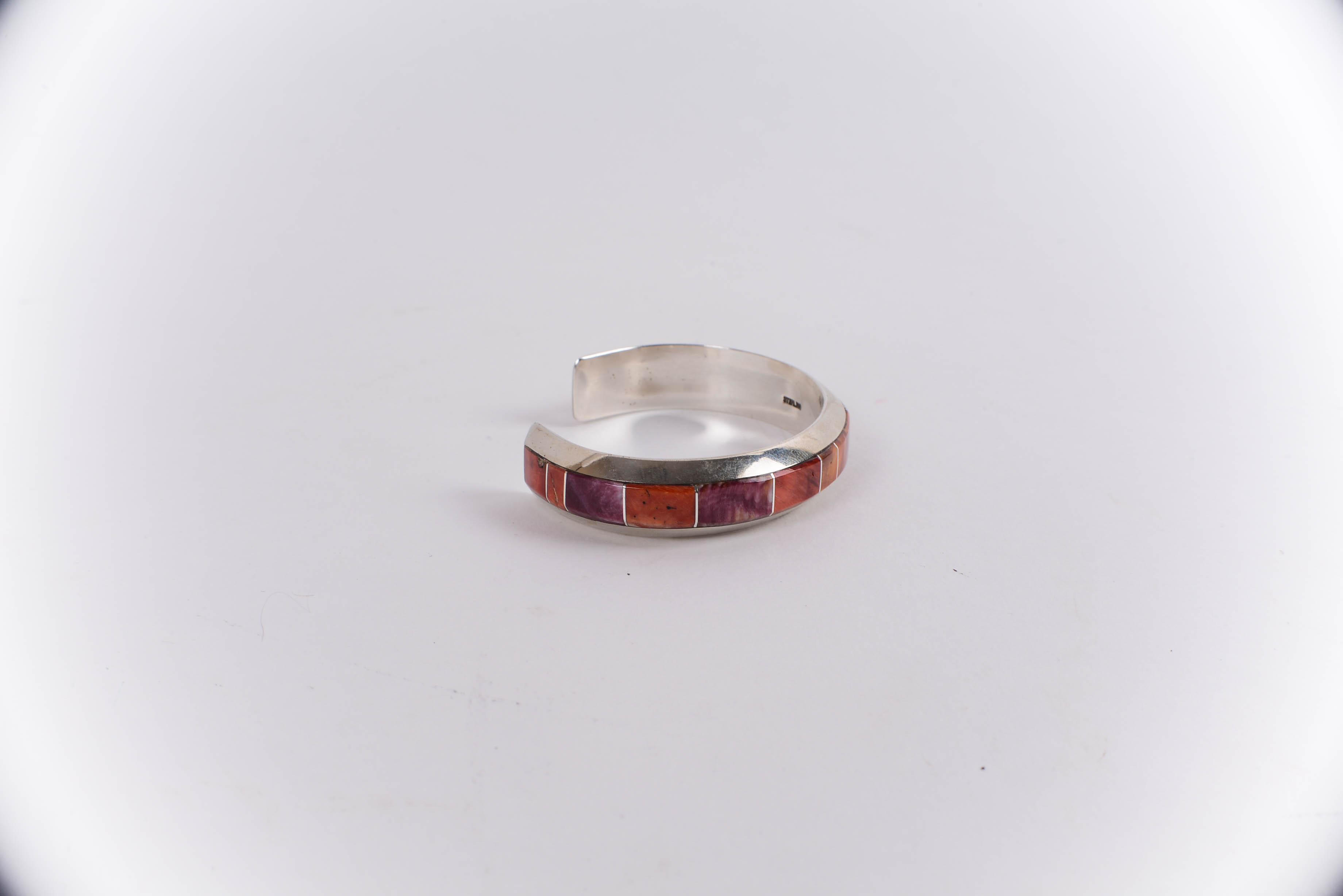 Sterling Silver Bracelet with Inlaid Spiny Oyster Shell