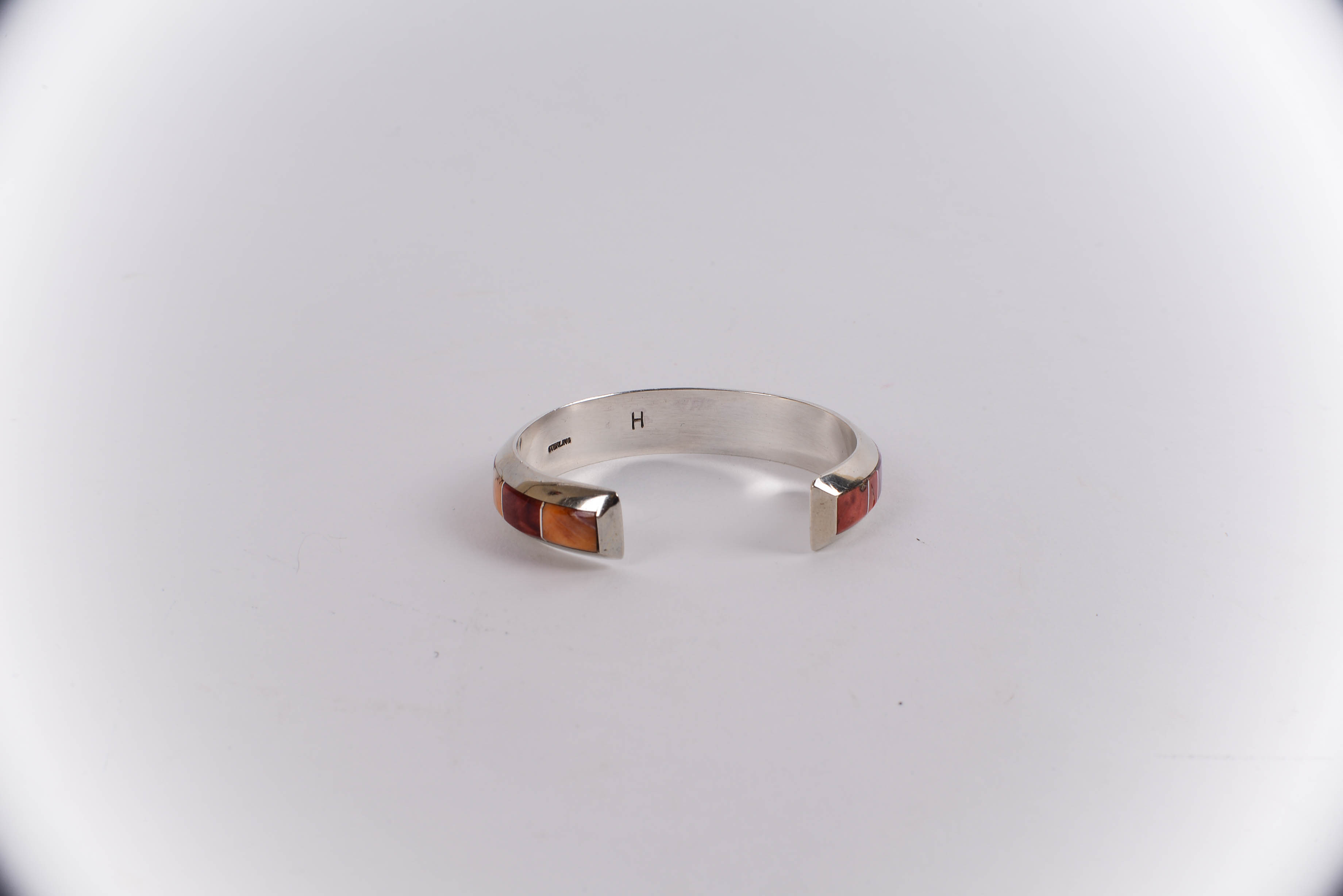 Sterling Silver Bracelet with Inlaid Spiny Oyster Shell