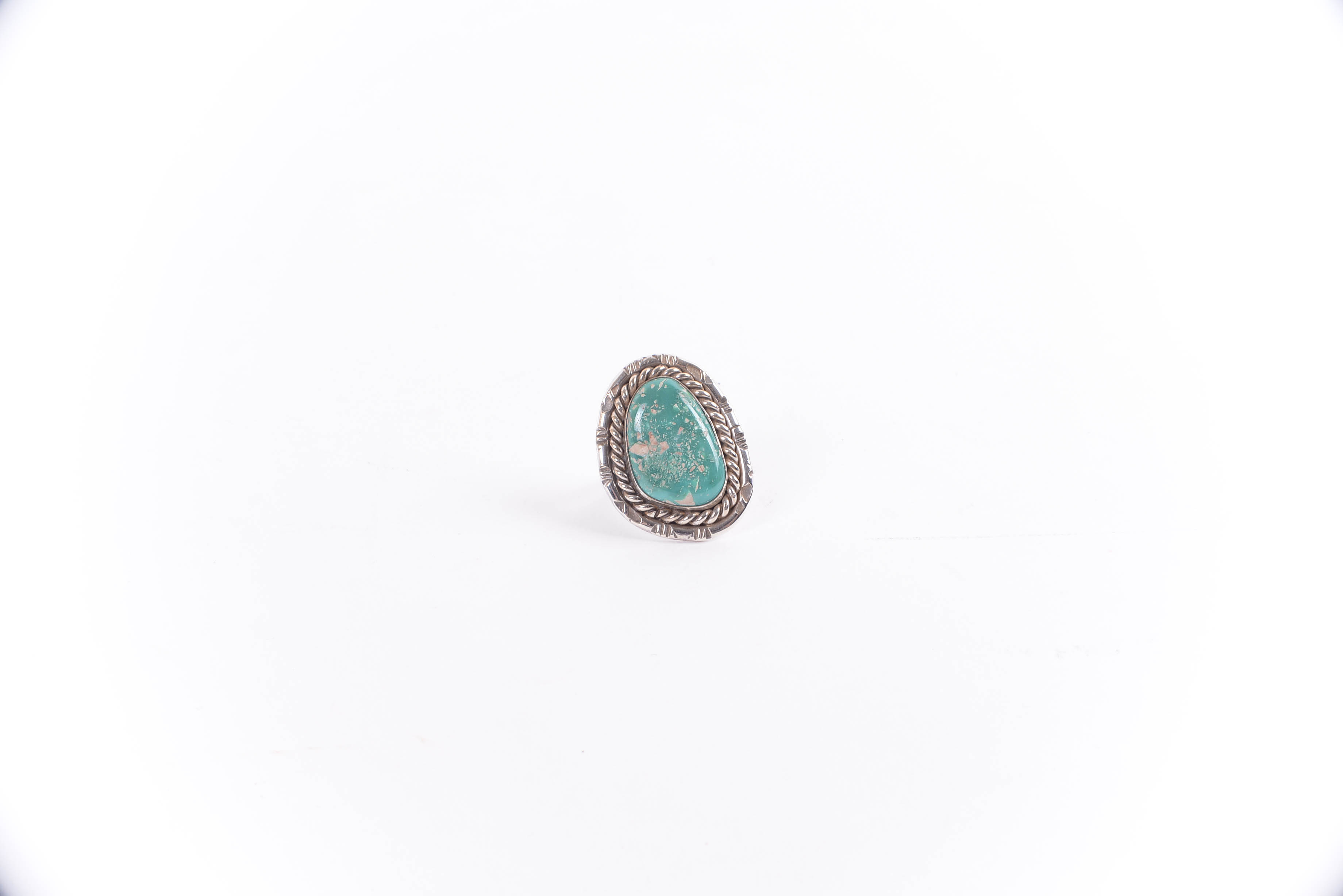 Grouping of Native American Style Silver Rings with Turquoise