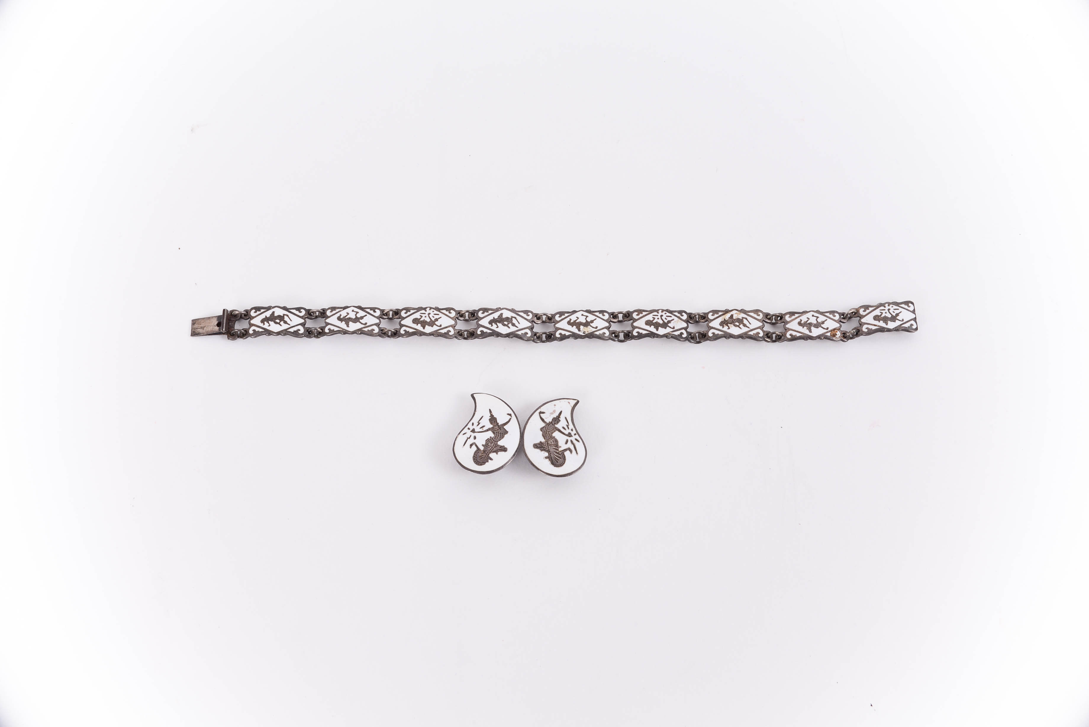 Sterling Silver Bracelet and Matching Clip-On Earrings