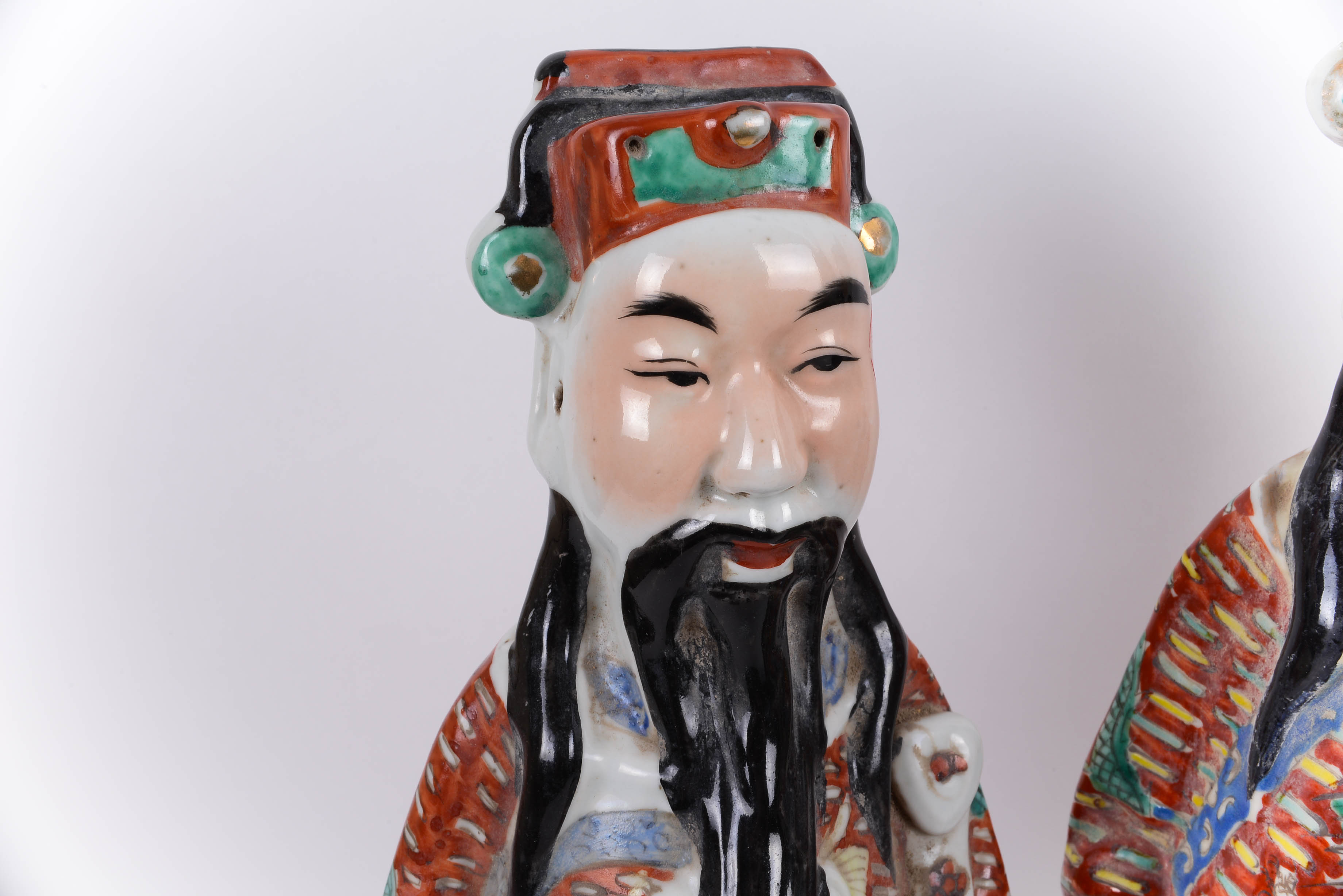Antique Set of Chinese Porcelain God of Prosperity Figurines
