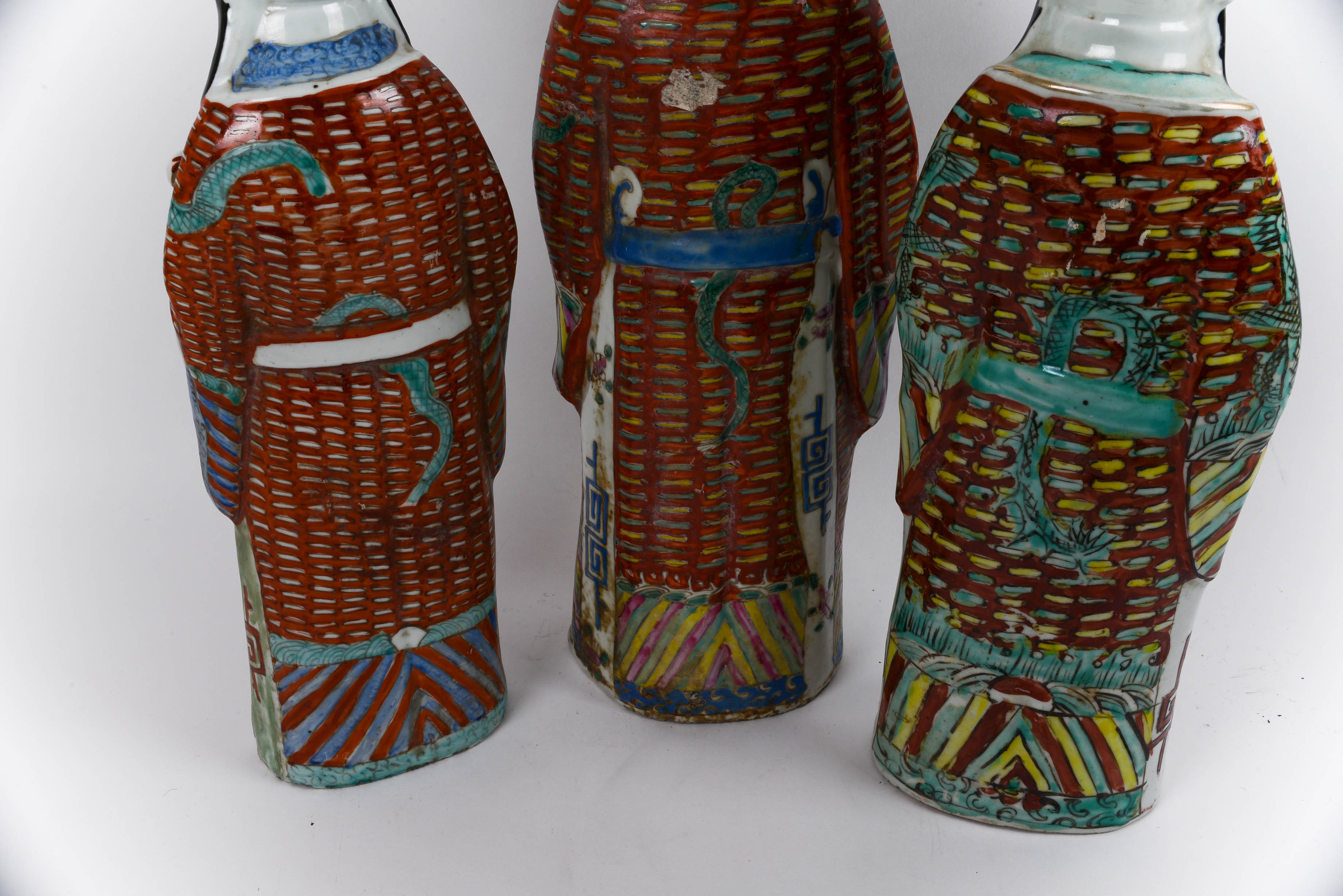 Antique Set of Chinese Porcelain God of Prosperity Figurines