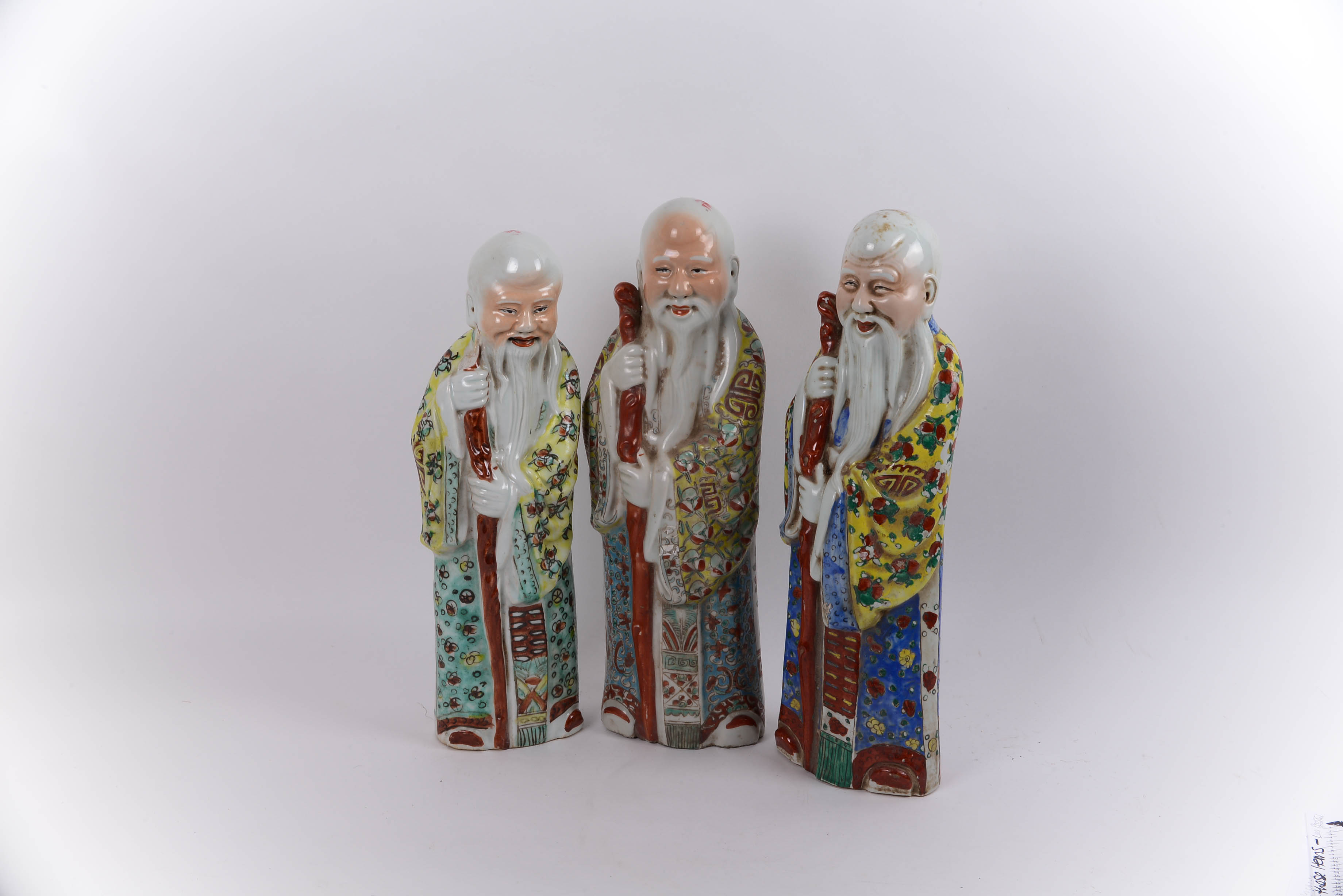 Antique Set of Chinese Porcelain God of Longevity Figurines