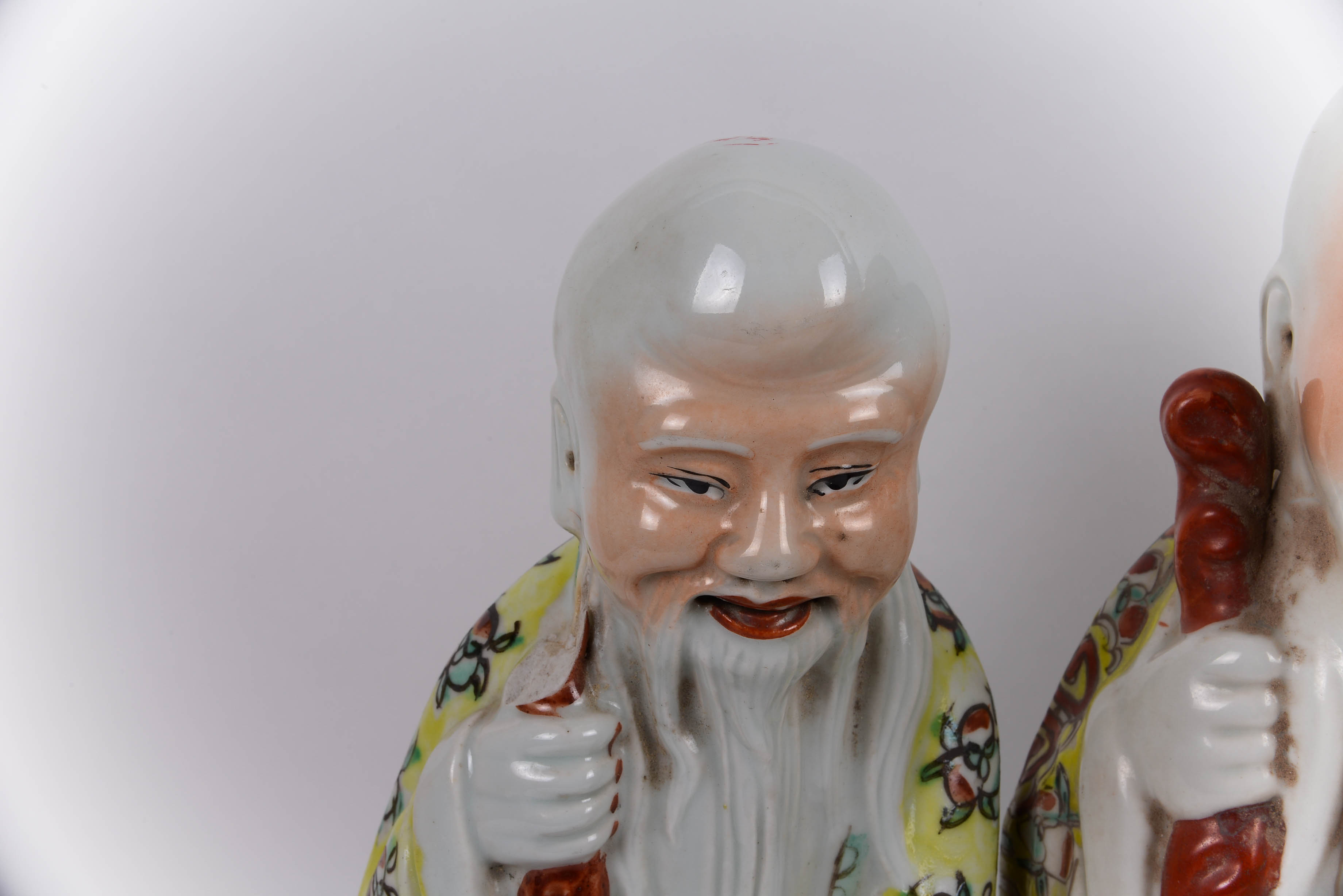 Antique Set of Chinese Porcelain God of Longevity Figurines