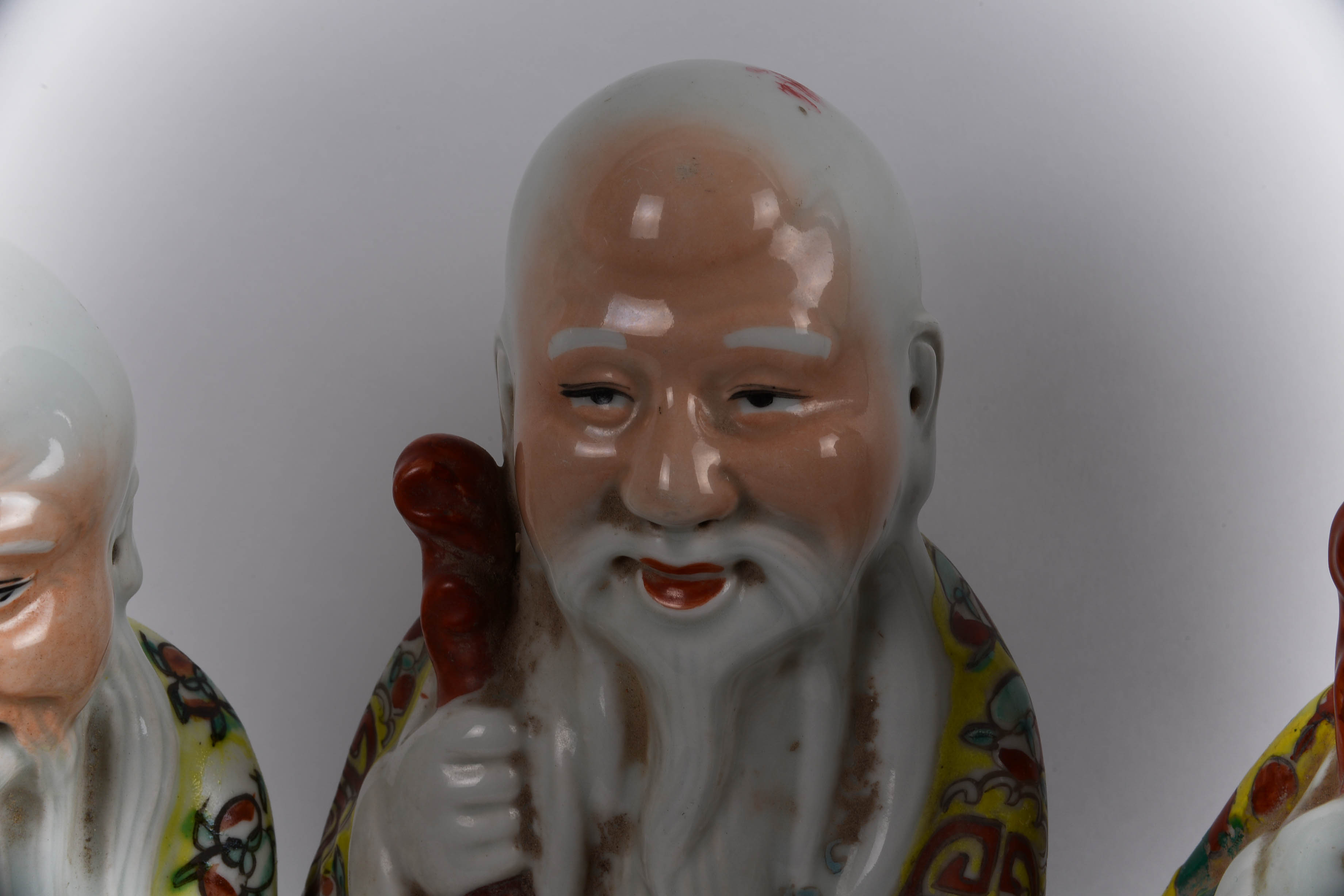 Antique Set of Chinese Porcelain God of Longevity Figurines