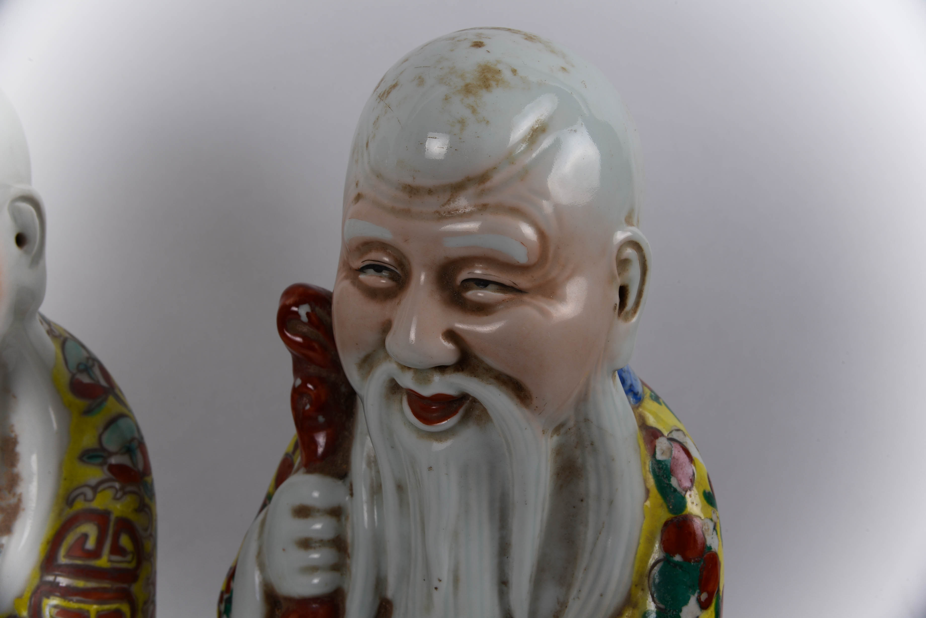 Antique Set of Chinese Porcelain God of Longevity Figurines